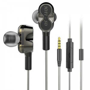 Hög kvalitet Dual Driver Deep Bass Stereo i örat HiFi Wired Earbud